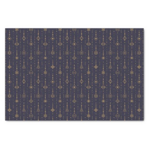 Blue  Gold Art Deco Pattern Tissue Paper