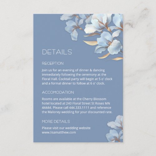 Blue Gold Artistic Flowers Enclosure Card