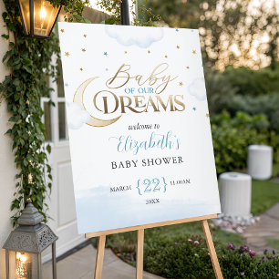 Blue Gold Baby of our Dreams Baby Shower Welcome Foam Board