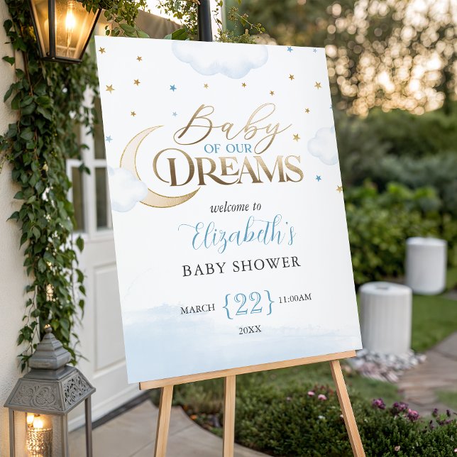 Blue Gold Baby of our Dreams Baby Shower Welcome Foam Board (Blue Gold Baby of our Dreams Baby Shower Welcome Foam Board)