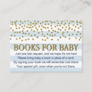 Blue Gold Baby Shower Book Request Card Enclosure