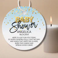 Blue Gold Baby Shower Candle Votive Favor Favor Tags Zazzle