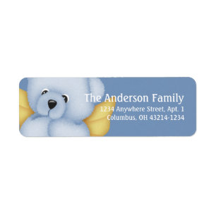 Blue & Gold Baby Teddy Bear Angel 2 Address Label