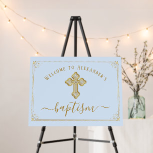 Blue Gold Baptism Welcome Sign