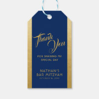 Blue Gold Bar Mitzvah Favor Thank You