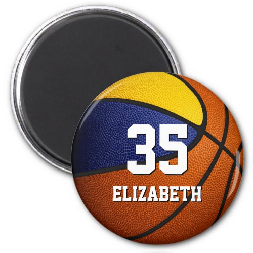 blue gold basketball birthday party favors magnet
