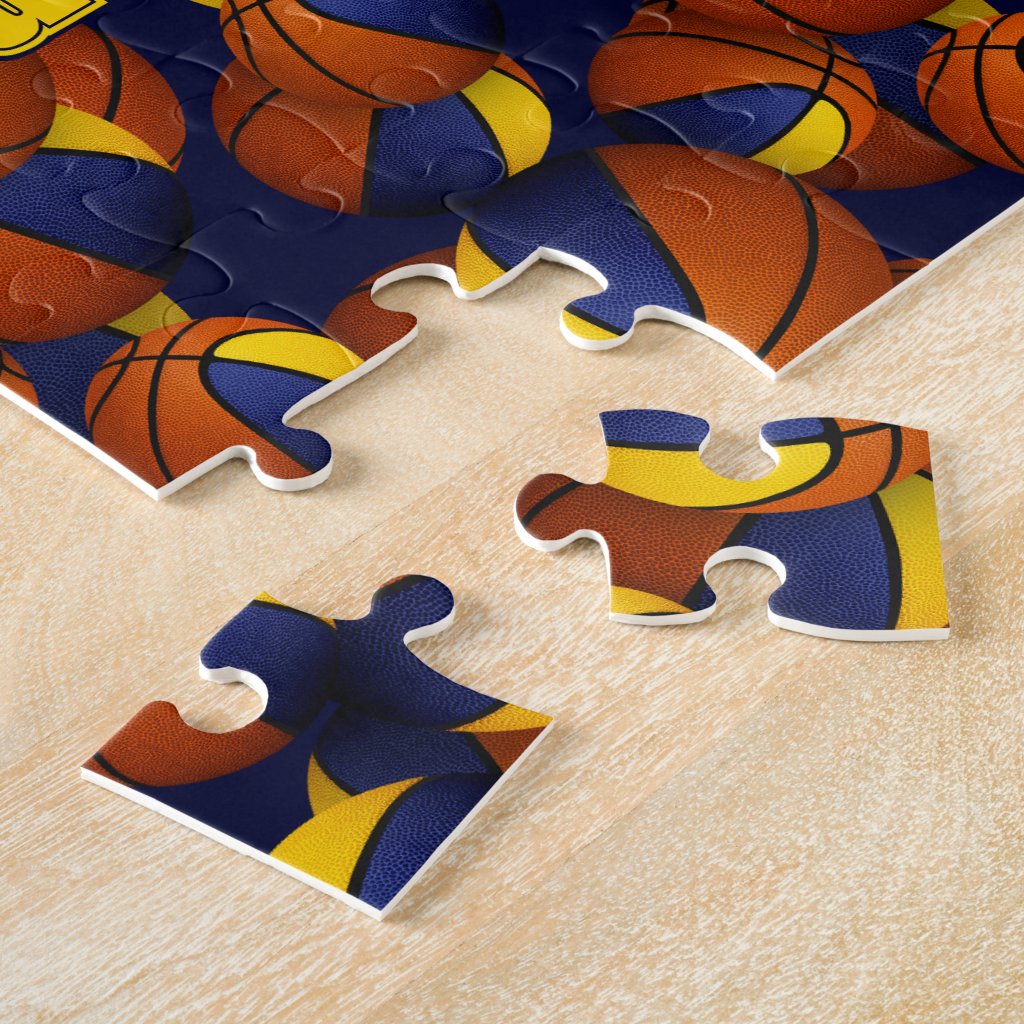 basketball blue gold his her team colors jigsaw puzzle