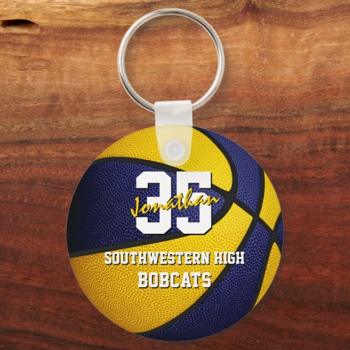 blue gold basketball club team colors keychain