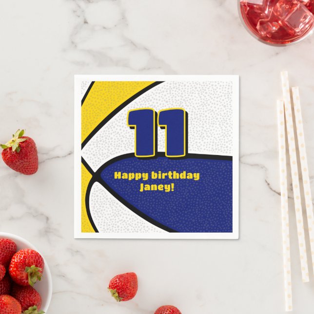 blue gold basketball girls boys sports party napkins (Insitu)