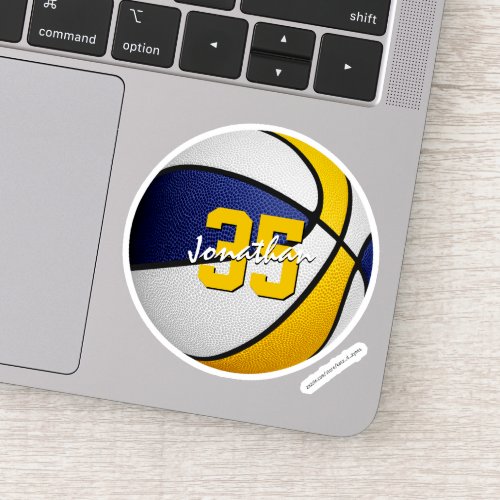 blue gold basketball team colors player name sticker
