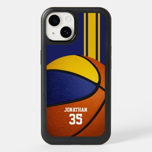 blue gold basketball team colors varsity sports OtterBox iPhone 14 case