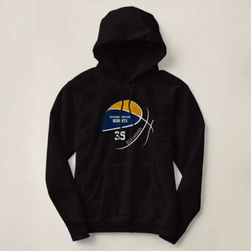 blue gold basketball team personalized black hoodie