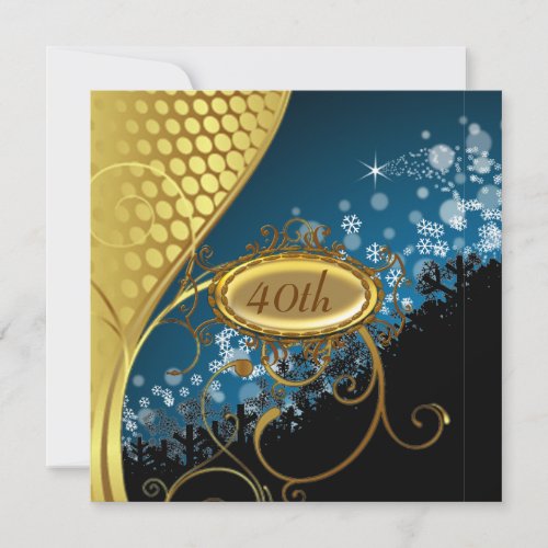 Blue Gold Birthday party Invitation