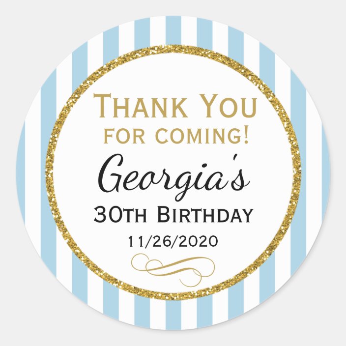 Blue Gold Birthday Thank You Coming Favor Tags Zazzle Com