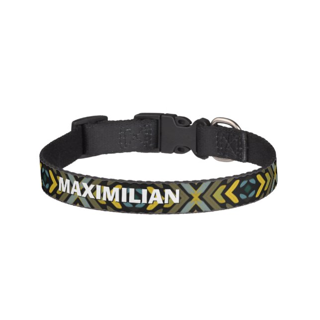 Blue Gold Black Tire Tread Pattern Pet Collar (Front)