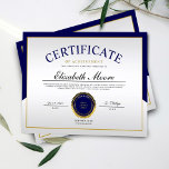 Blue Gold Border Certificate of Achievement Award<br><div class="desc">Minimalist Modern Blue & Gold Border Professional Certificate of Achievement Award Template.</div>