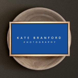 Blue Gold Border Modern Professional Business Card