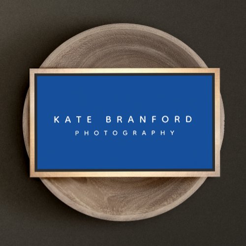 Blue Gold Border Modern  Professional  Business Card