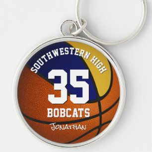 blue gold boy girl basketball jersey number keychain