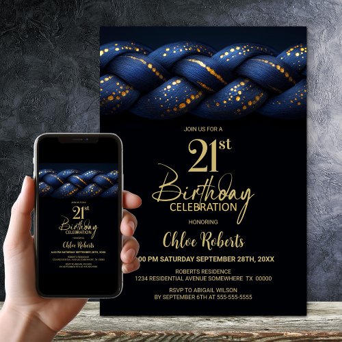 Blue Gold Braid 21st Birthday Party