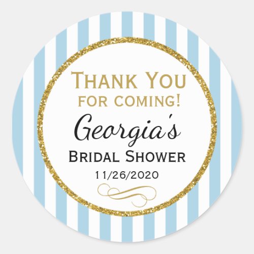 Blue Gold Bridal Shower Thank You Coming Favor Tag