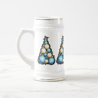 Blue & Gold Bubbles Christmas Trees Beer Stein