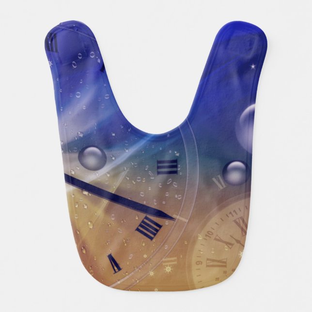 Blue & Gold Bubbles & Clocks Bib (Front)