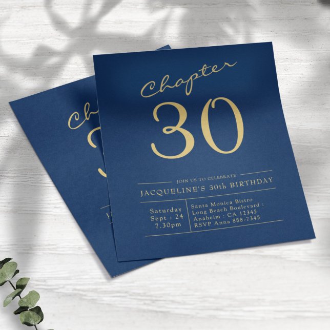 Blue Gold Budget 30th Birthday Invitation Flyer (Creator Uploaded)