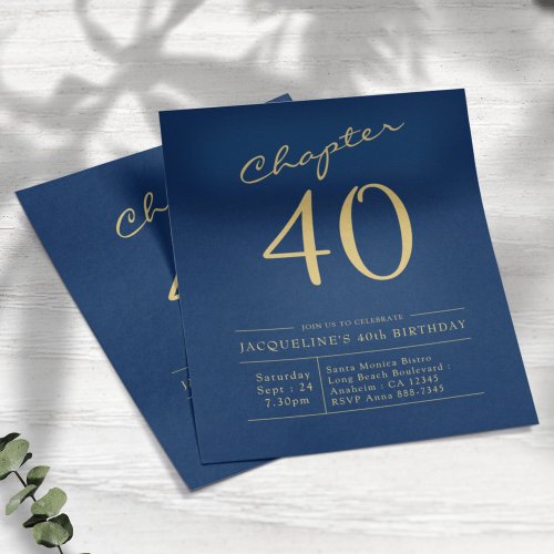 Blue Gold Budget 40th Birthday Invitation Flyer