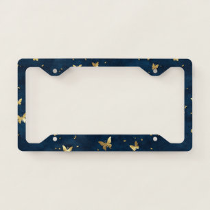 Blue Gold Butterflies License Plate Frame