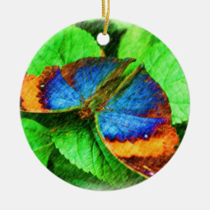 Blue Gold Butterfly Nature Ornament
