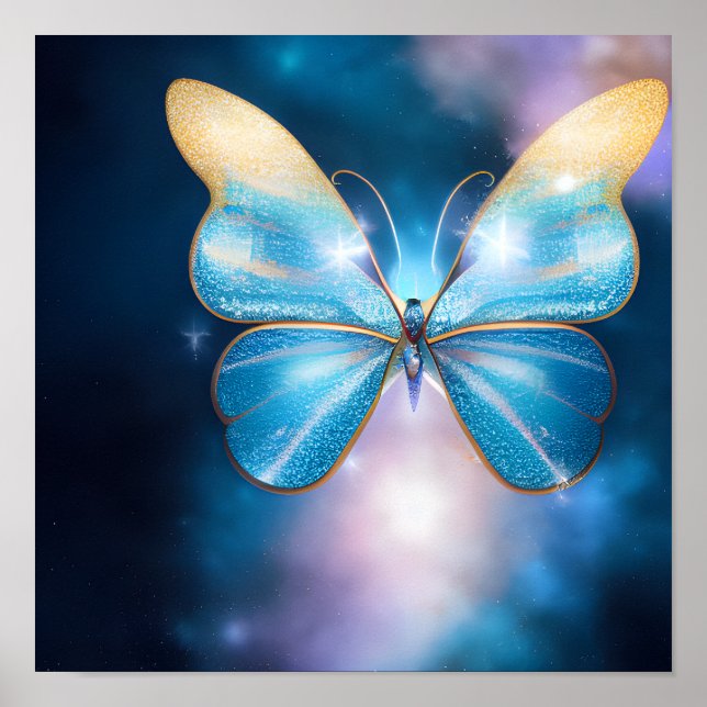 Blue & Gold Butterfly Poster (Front)