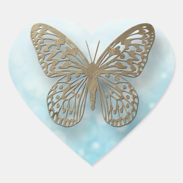 Blue Gold Butterfly Stickers (Front)