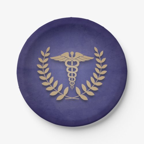 BlueGold Caduceus Medical Doctor or Nurse Paper Plates