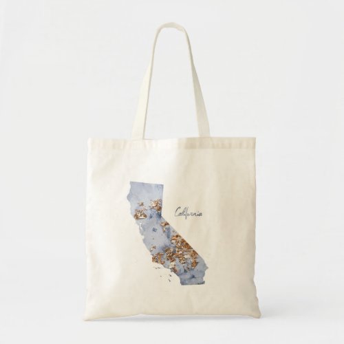 Blue  Gold California State Map Tote Bag