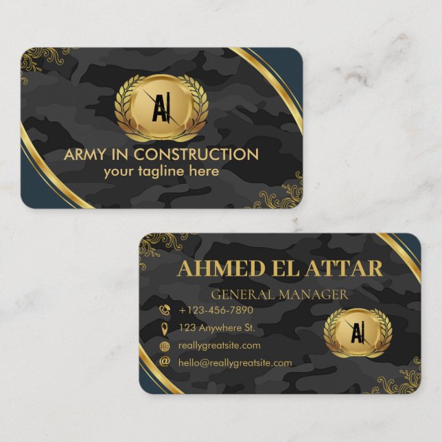 Blue Gold camouflage Professional  Business Card (Front/Back)