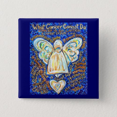 Blue  Gold Cancer Angel Button