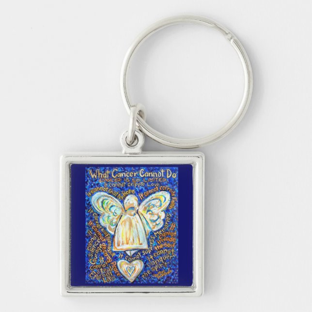 Blue + Gold Cancer Cannot Angel Art Key chain (Front)