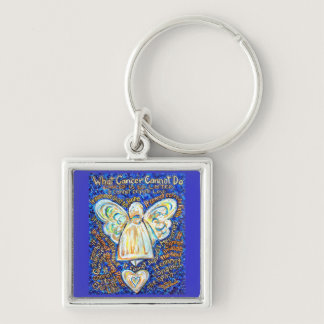 Blue & Gold Cancer Cannot Angel Art Key chain