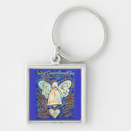 Blue  Gold Cancer Cannot Angel Art Key chain