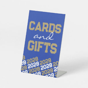 Blue & Gold Cards & Gifts Graduation Table Pedestal Sign