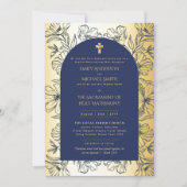 Blue Gold Catholic Nuptial Mass Wedding Invitation | Zazzle