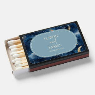 Blue Gold Celestial Elegant Starry Sky Wedding Matchboxes