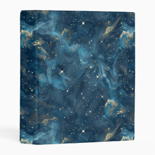 Blue Gold Celestial Galaxy Nebula Stars Mini Binder