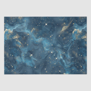 Blue Gold Celestial Galaxy Nebula Stars Tissue Paper