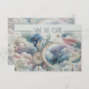 Blue Gold Celestial Moon Save the Date