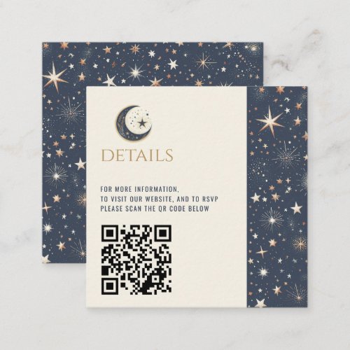 Blue  Gold Celestial QR Code Enclosure Card