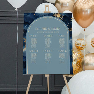 Blue Gold Celestial Small Wedding Seating Chart Foam Board
