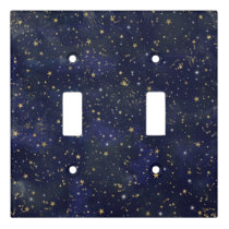 Blue & Gold Celestial Stars Whimsical Watercolor Light Switch Cover