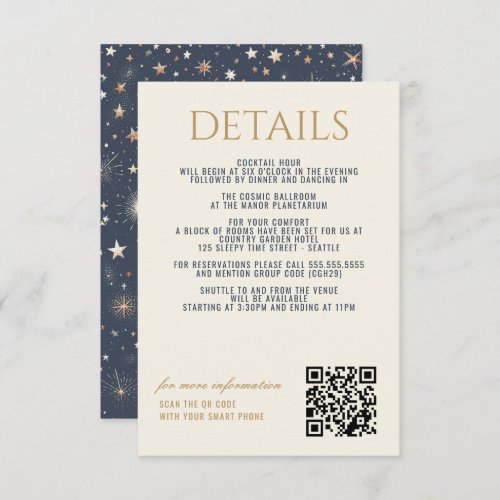 Blue  Gold Celestial Wedding Enclosure Card